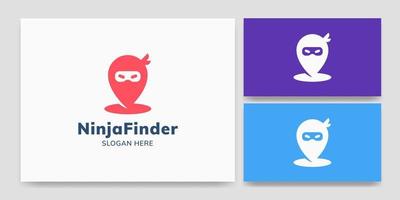 ninja location finder logotyp koncept malldesign vektor