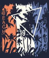 oahu hawaii strandt-shirtdesign för strandälskare vektor