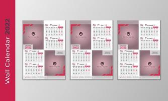 Corporate Business Agency rote Wandkalender 2022 Designvorlage vektor