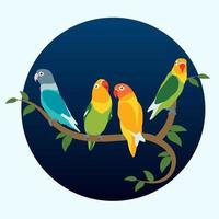 olika kärlek fågel färg grön gul blå vektor