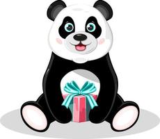 süßer und glücklicher Panda mit Geschenkbox vektor