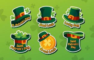 Hut-Sticker-Kollektion für St. Patrick's Day vektor