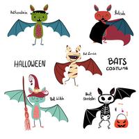 Cartoon Schläger Halloween Kostüm Kollektion vektor