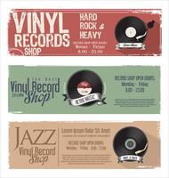 Vinyl rekordbutik retro grunge banner vektor