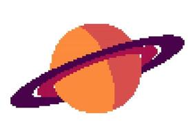 planet saturnus illustration med pixeltema vektor