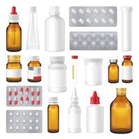 Pharmazeutische Flaschen Packs Pillen Realistische Set vektor