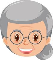 Gesicht der Smiley-Oma im Cartoon-Stil vektor