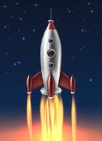 Realistisches Metal Rocket Launch Background Poster vektor