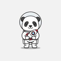 süßer Panda im Astronautenanzug mit Rakete vektor