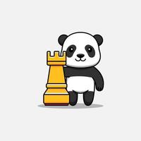 söt panda bredvid ett torn vektor