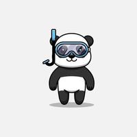 süßer Panda mit Taucherbrille vektor