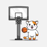 süße Katze spielt alleine Basketball vektor