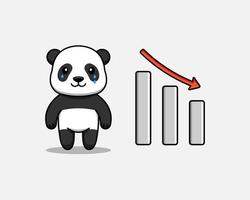 süßer Panda mit Grafik nach unten vektor
