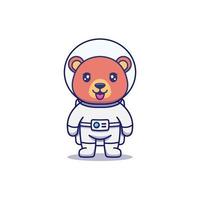 söt björn som bär astronautdräkt vektor