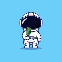 söt astronaut som bär grön glass vektor