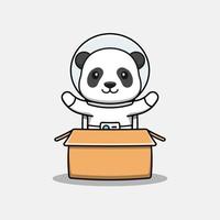 süßer Panda im Astronautenanzug im Karton vektor