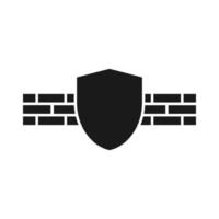 Firewall flaches Design schwarzes Symbol Symbol vektor