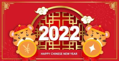 kinesiskt nyår 2022 år av tigerbannern i pappersskuren stil vektor