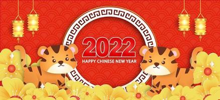 chinesisches neujahr 2022 jahr des tigerbanners. vektor