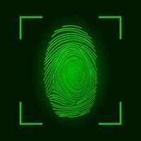 symbol för ett fingeravtryck. biometrisk skanning av ett tumavtryck. begreppet individuellt dataskydd. vektor