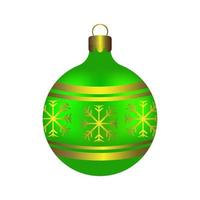 grüner Weihnachtsball mit Schneeflocken. vektor