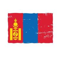 mongoliets nationella flagga grunge stil vektor