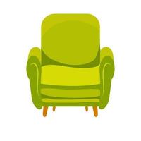 gemütliche Innenarchitektur grüner Sessel flache Abbildung bunte isolierte Ikone sitzen Wohnzimmer-Cartoon-Objekt vektor