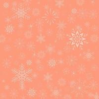 Weihnachtskarte auf einem zartrosa Hintergrund mit weißen Schneeflocken in verschiedenen Größen vektor