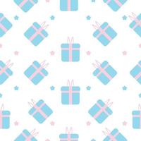 rosa und blaue Geschenkbox mit Sternen auf weißem Hintergrund vektor