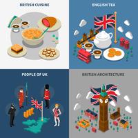 Touristische isometrische 2x2 Icons Set für Großbritannien vektor