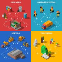 Satsåtervinning Isometric Concept Icons Set vektor