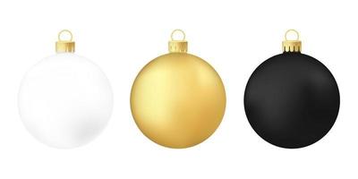 svart guld och vit julgran leksak eller boll vektor