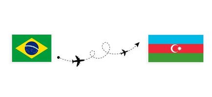 flyg och resor från Brasilien till Azerbajdzjan med resekoncept för passagerarflygplan vektor