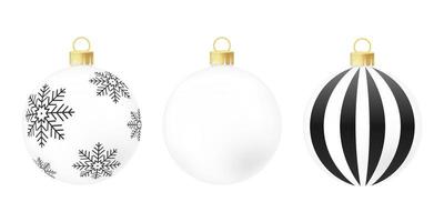 Weißer Weihnachtsbaum Spielzeug oder Kugel volumetrische und realistische Farbabbildung vektor