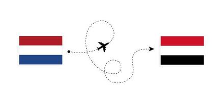 Flug und Reise von den Niederlanden nach Ägypten mit dem Reisekonzept für Passagierflugzeuge vektor