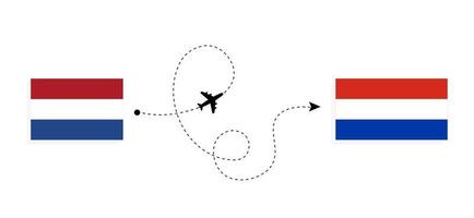 Flug und Reise von den Niederlanden nach Paraguay mit dem Reisekonzept für Passagierflugzeuge vektor