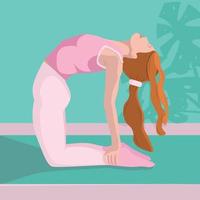ung kvinna gör yoga på en glänsande dag vektor