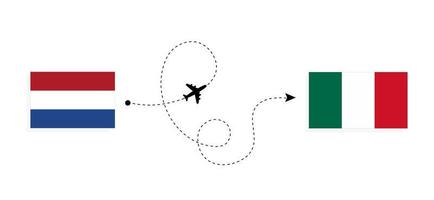 Flug und Reise von den Niederlanden nach Mexiko mit dem Reisekonzept für Passagierflugzeuge vektor