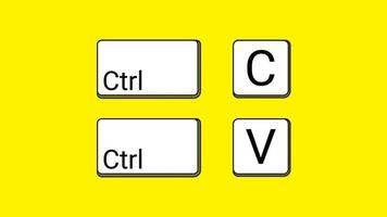 tangentbordstangenter ctrl c och ctrl v, kopiera och klistra in kortkommandon. datorikon på gul bakgrund vektor