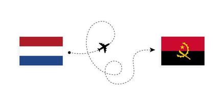 flyg och resor från Nederländerna till angola med passagerarflygplan vektor