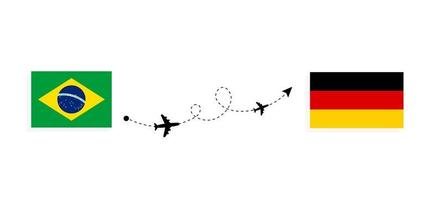 Flug und Reise von Brasilien nach Deutschland mit dem Reisekonzept des Passagierflugzeugs vektor