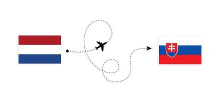 Flug und Reise von den Niederlanden in die Slowakei mit dem Reisekonzept für Passagierflugzeuge vektor