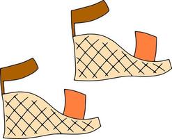 vektor doodle illustration boho kvinnliga begie wedge skor. bohemiska mode kvinna skor. boho stil element