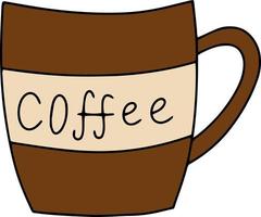Vektor isolierte Illustration Doodle braune Kaffeetasse. heißes Getränk mit Koffein. Coffeeshop-Element