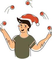 7-Mann jonglieren mit Weihnachtsschmuck vektor