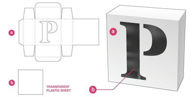 Schachtel mit schablonierter p-Alphabet-Fenster-Stanzschablone vektor