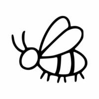 süße Biene im Doodle-Stil. Malbuch für Kinder mit einer Biene. Karten mit Insekten für den Unterricht mit Kindern.