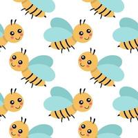 endloser Hintergrund mit süßer Biene im Cartoon-Stil. nahtloses Muster zum Nähen von Kinderkleidung, Drucken auf Stoff und Verpackungspapier. Kinderillustration für ein Buch. vektor