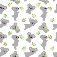 sömlösa mönster med söta koalor. bakgrund med en koala för att sy barnkläder, tryck på tyg och omslag. vektor