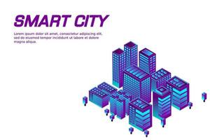 isometrisk framtida stad. fastighets- och byggbranschens koncept vektor